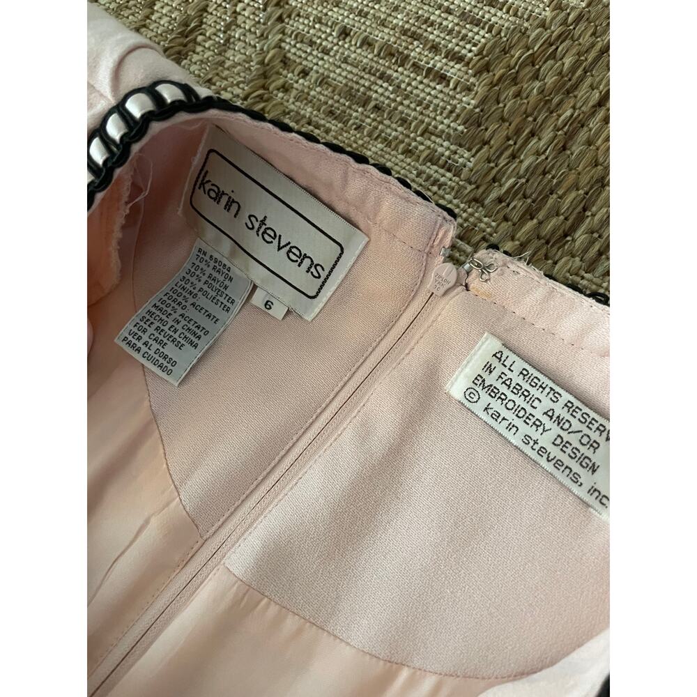VTG Karin Stevens Pink and Black Maxi dress with Faux Jacket top SZ 6 - Picture 3 of 10